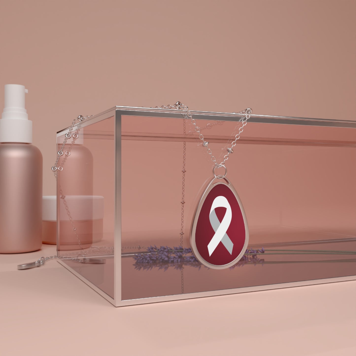 Silver Ribbon Pendant Necklace for Cancer Awareness & Support - Dalton Workman Foundation