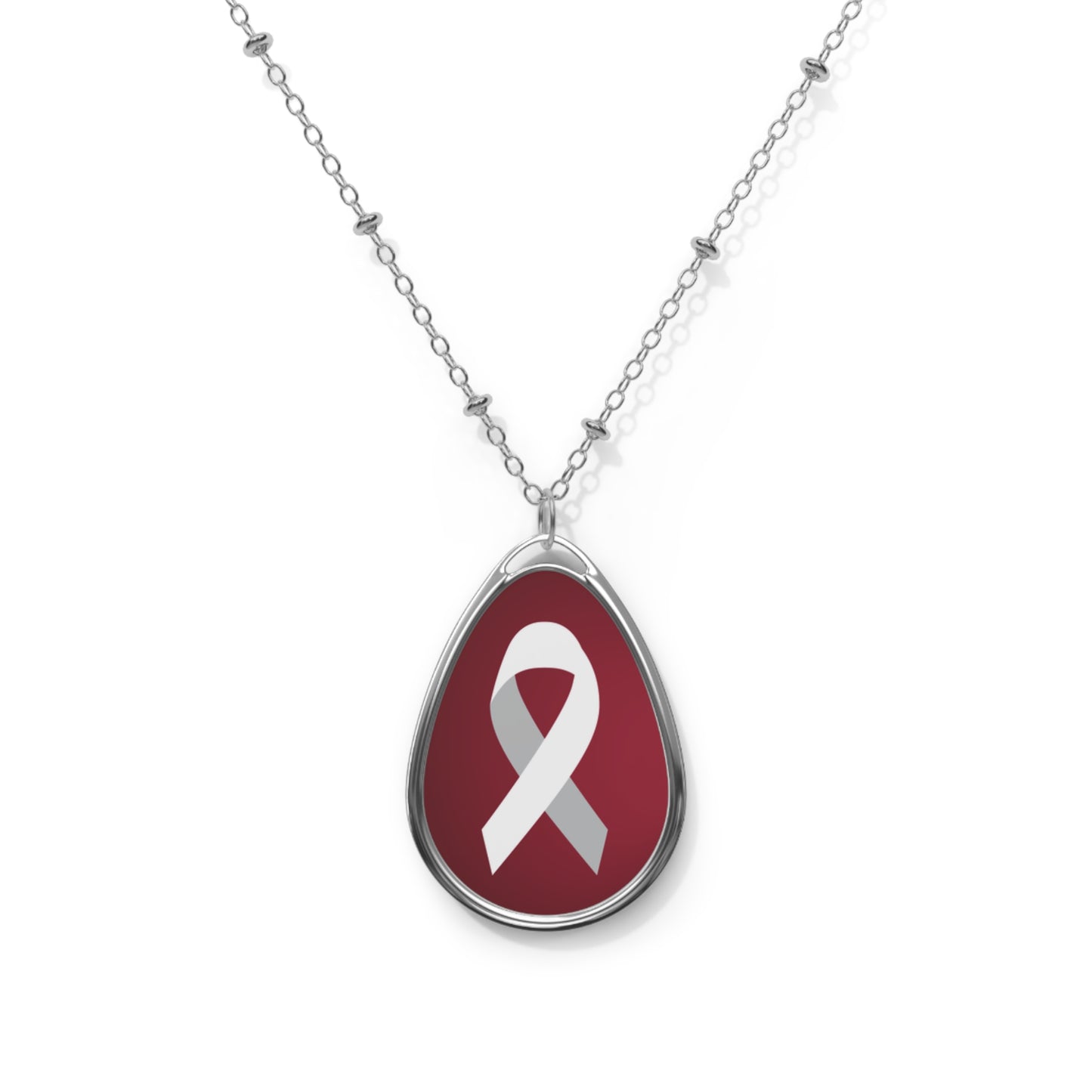 Silver Ribbon Pendant Necklace for Cancer Awareness & Support - Dalton Workman Foundation