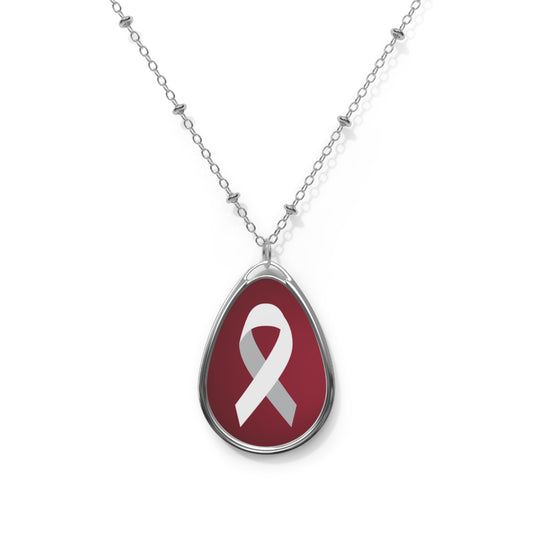 Silver Ribbon Pendant Necklace for Cancer Awareness & Support - Dalton Workman Foundation