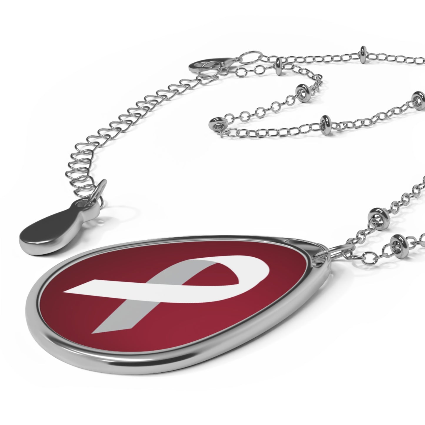 Silver Ribbon Pendant Necklace for Cancer Awareness & Support - Dalton Workman Foundation
